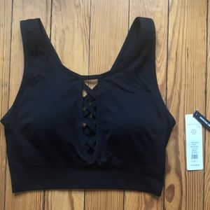 Wide Banded Sports Bra with lattice detail
